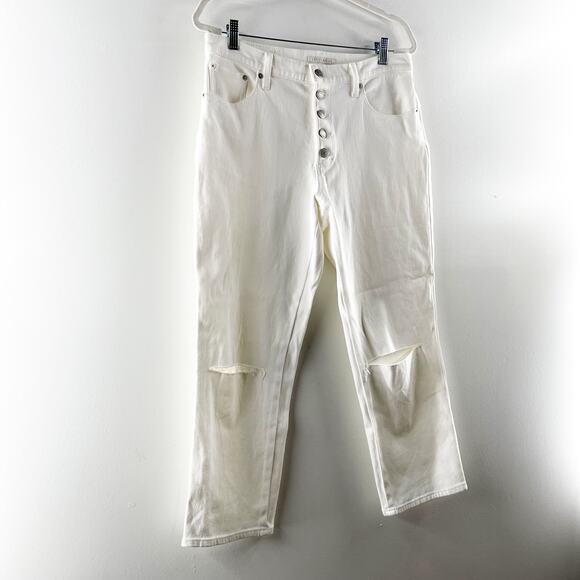Lucky Brand Mid-Rise Cropped Button-Fly Authentic Straight Jeans White 10 / 30 - Picture 6 of 7